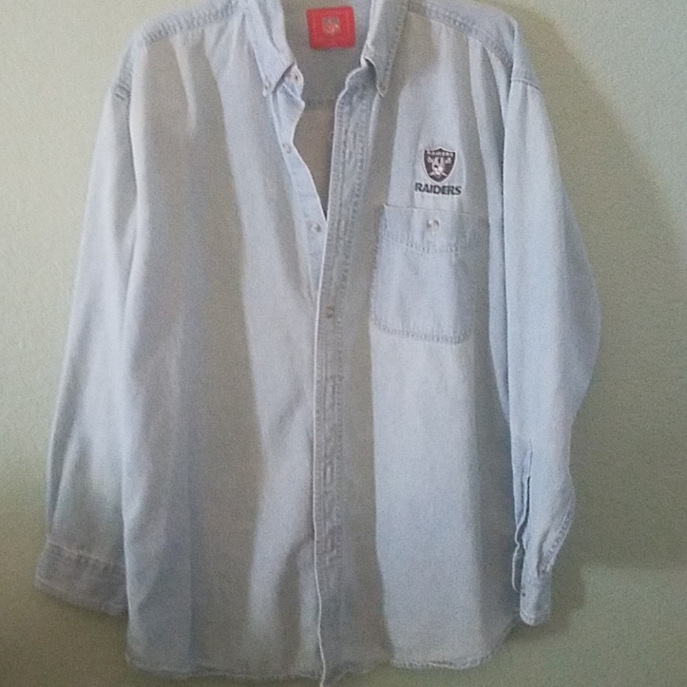 Nfl Raiders denim button down shirt L